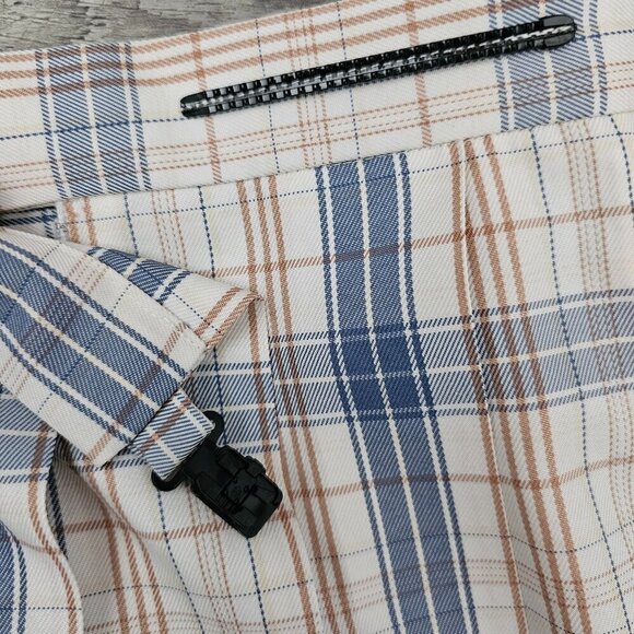 💎Hoshino Pleated Plaid Blue And Cream Tartan Mini Skirt - Picture 6 of 8